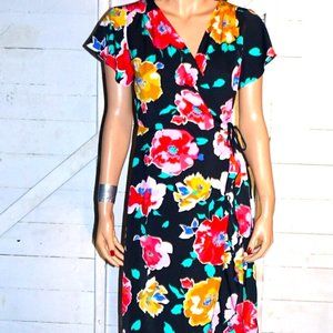 Who What Wear Floral Ruffled Wrap Dress S